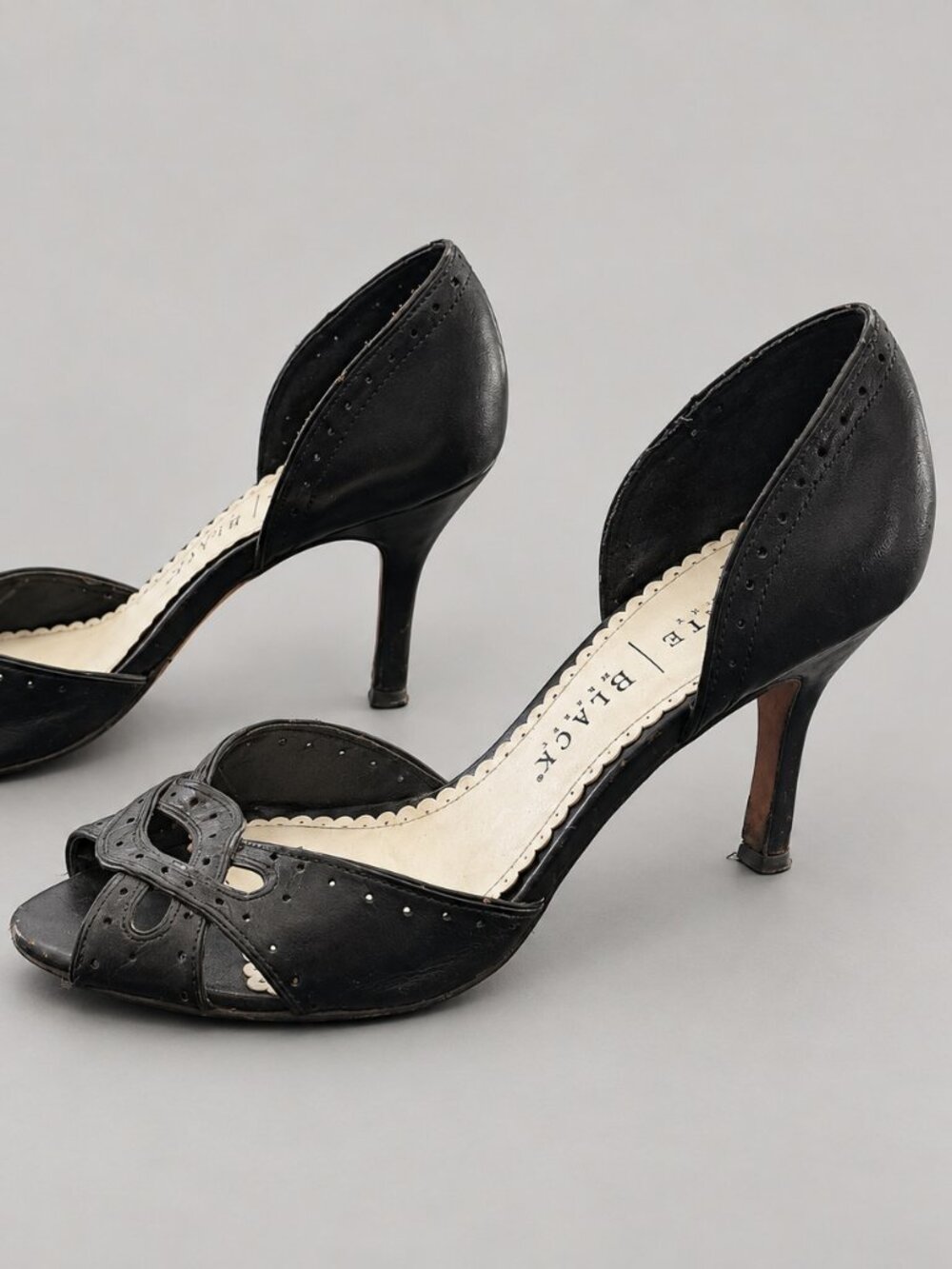 White House Black Market Black Cutout D'Orsay Peep Toe Pumps 7 M